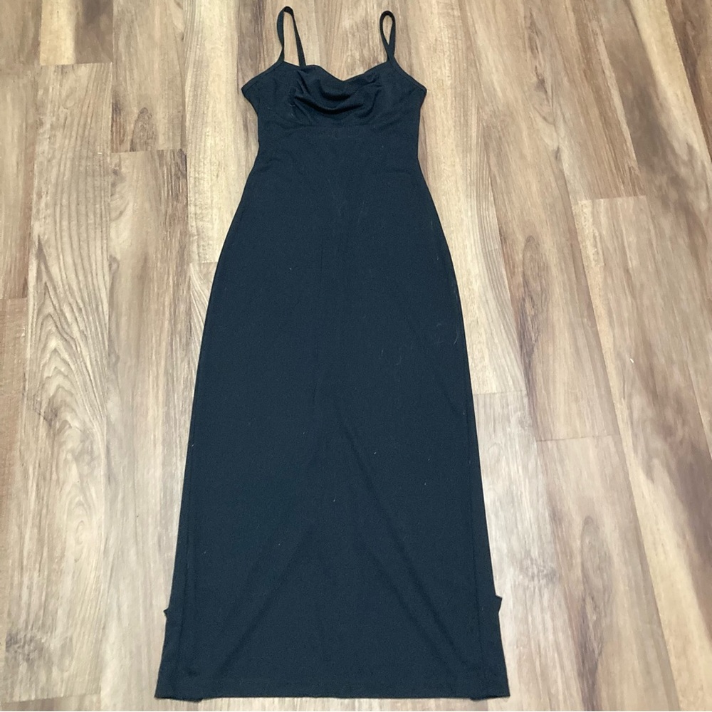 VTG 90s Black Cowl Neck Slip Dress - Women's Elegant Evening Dress